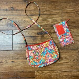 Vera Bradley Small Crossbody Purse Bag And Wallet Paisley In Paradise Retired